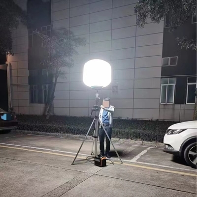 ขาว การก่อสร้าง การเหมืองแร่ 3.8m Mast การยกมือ รูปแบบบอลลูน มือถือ LED Lighting Tower