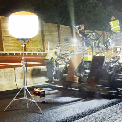 500W Industrial Led Balloon Work Light บน ETL Certified Mobile Tripod Telescopic Stand สายกระบี่ที่นําแสงไปใช้งานในอุตสาหกรรม
