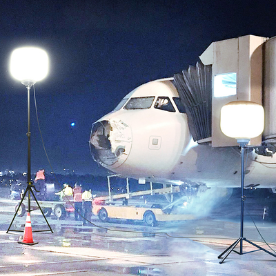 โมบายล์ ไฟฟ้าบอลลูนขาว ฟิล์ม 500W Led Light Tower โมบายล์ LED สําหรับการก่อสร้างวิศวกรรม