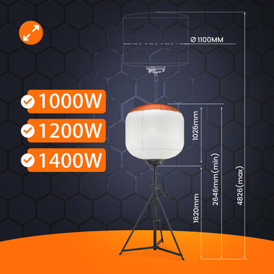 พลังงานสูง LED Telescoping Light Tower 1400W บอลลูนไฟฟ้าในภายนอกสําหรับอุตสาหกรรม