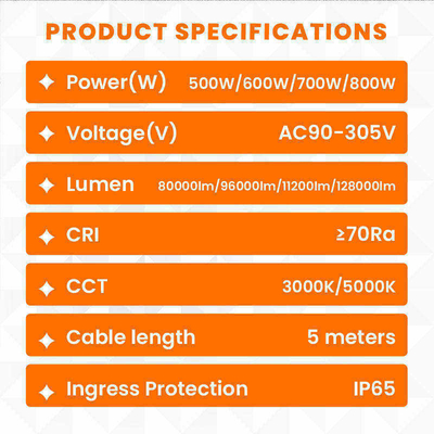 500W-1400W LED แสงบอลลูน IP65 50000Hrs 360° Omni Coverage