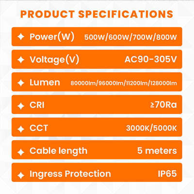ไฟบอลลูน LED 500W IP65 50000 ชั่วโมง 160lm/W AC90-305V
